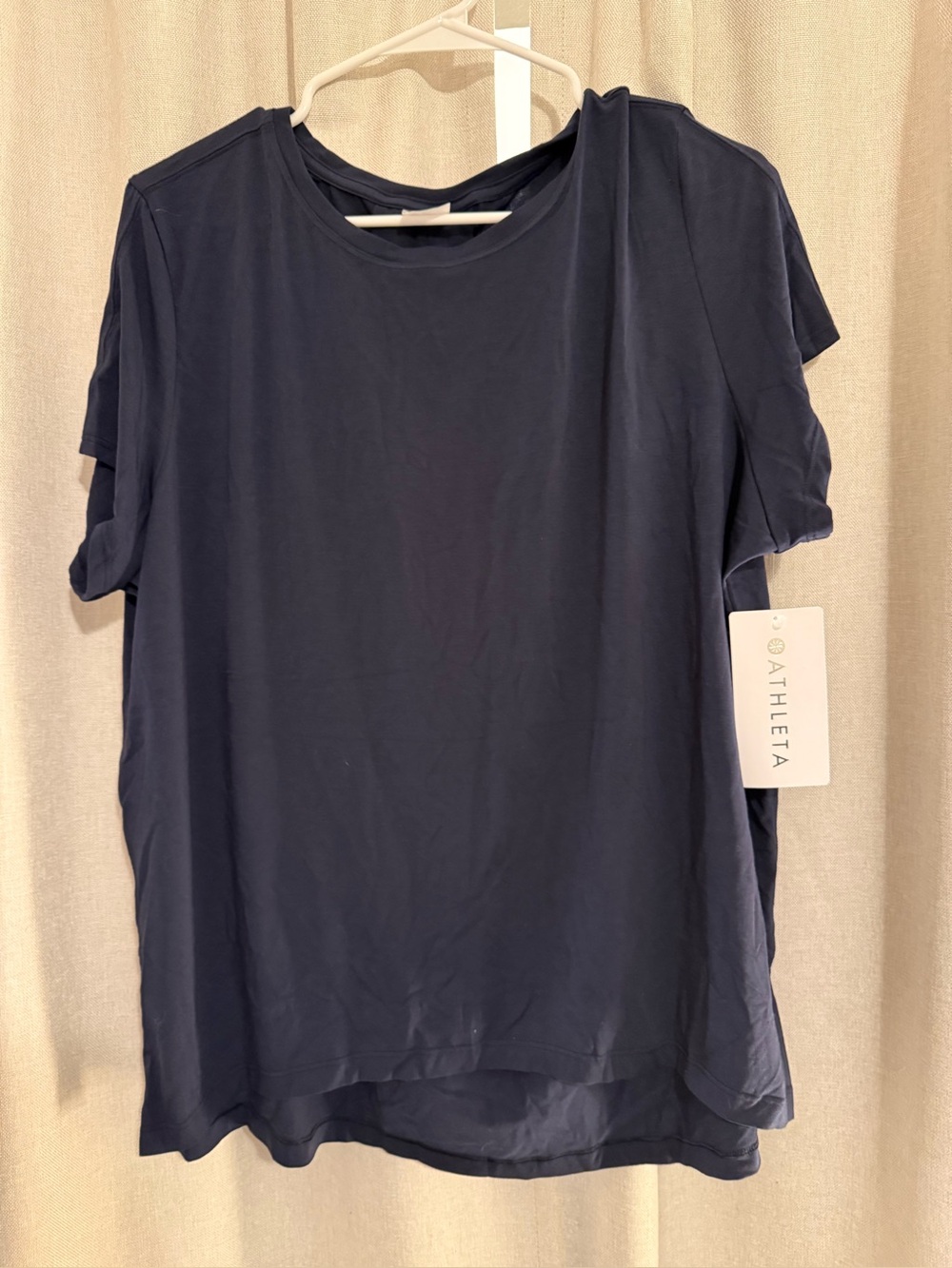 NWT Athleta Women's With Ease Navy Short Sleeve Performance Tee M Tall